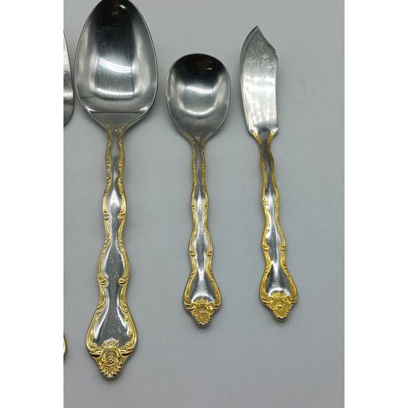 Lot Cold Meat Fork Butter Knife Serving Spoon Rose Cascade Towle Supreme 18/8 - Picture 3 of 9